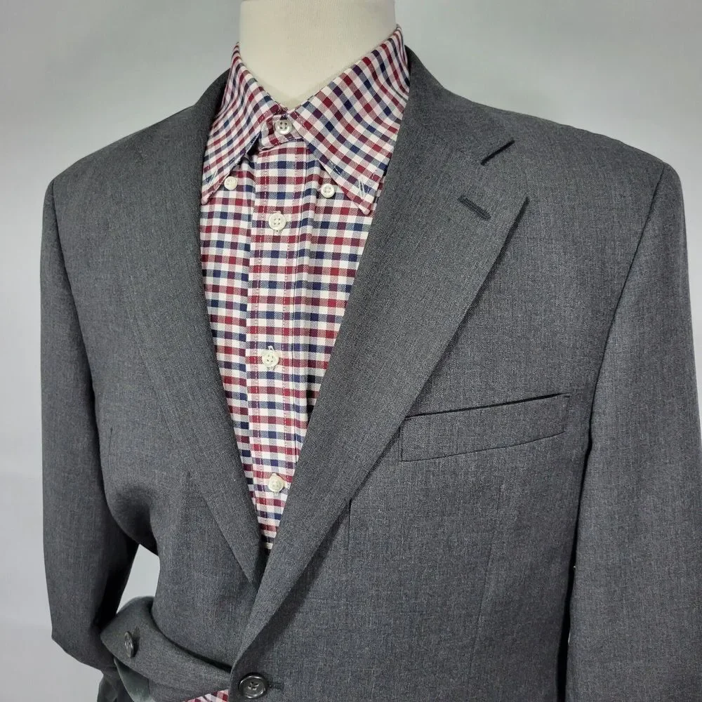 Joseph Feiss Trio Mens Sport Coat Blazer Two Button Charcoal Gray Twill Wool 42L